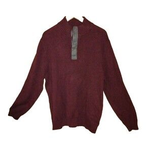 VTG Refectory British EmpirePullover 1/4 Button Long Sleeve Sweater XL Burgundy